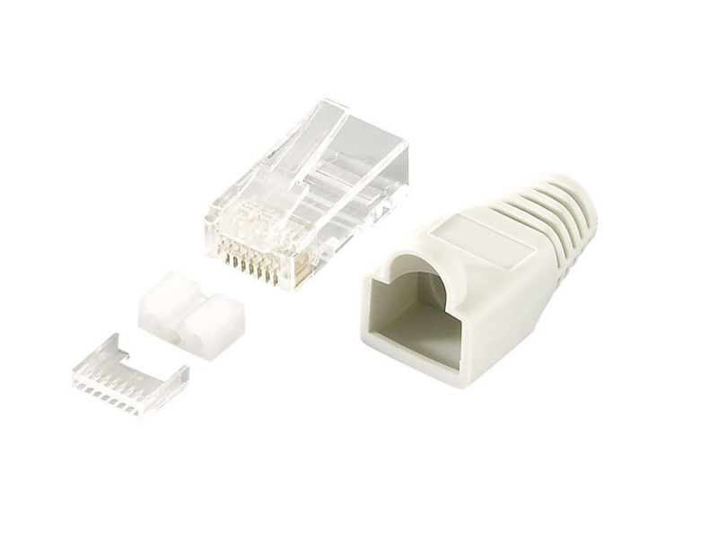 LogiLink Connecteur mâle RJ45, Cat.6, blindé, gris