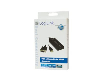 LogiLink Convertisseur VGA vers HDMI, 0,2 m, noir