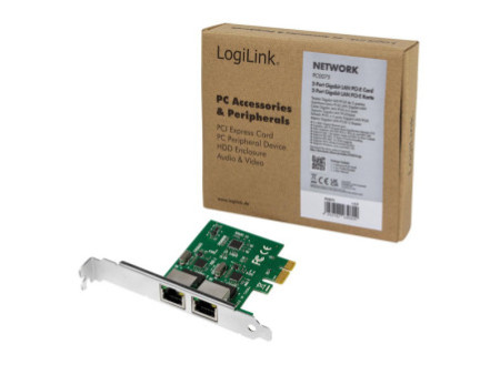 LogiLink Carte réseau PCI Gigabit Ethernet RJ45, 2 ports