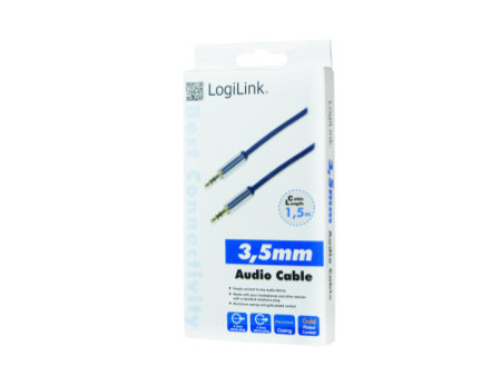 LogiLink Câble audio, 2 x jack mâle 3,5 mm, 1,5 m