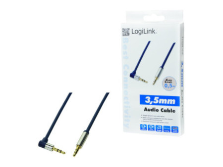 LogiLink Câble audio, 2 x jack mâle 3,5 mm, 0,5 m, coudé