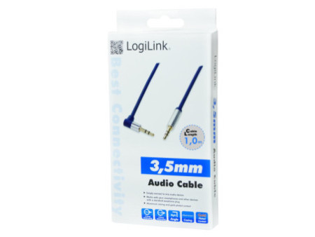 LogiLink Câble audio, 2 x jack mâle 3,5 mm, 1 m, coudé