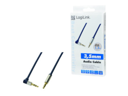LogiLink Câble audio, 2 x jack mâle 3,5 mm, 1,5 m, coudé