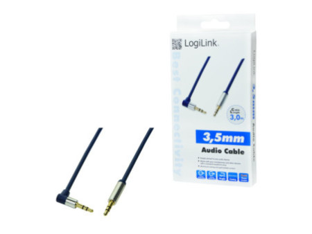 LogiLink Câble audio, 2 x jack mâle 3,5 mm, 3 m, coudé