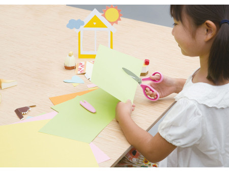 PLUS JAPAN Ciseaux pour enfants FITCUTCURVE KIDS, rond, rose