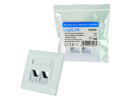 LogiLink Boîtier d'encastrement pour module keystone, double