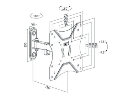 LogiLink Support mural pour TV Full Motion,58,42 - 106,68 cm