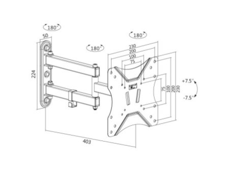 LogiLink Support mural pour TV Full Motion,58,42 - 106,68 cm