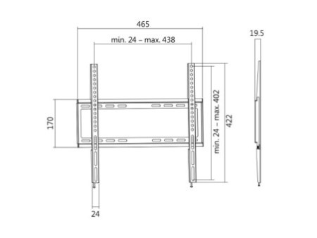 LogiLink Support mural pour TV, plat, pour 81,28 à 139