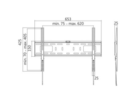 LogiLink Support mural pour TV, plat, pour 96,98 - 177,8 cm