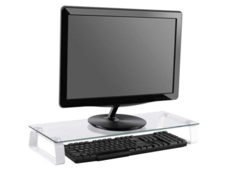 Logilink support de moniteur, acier/verre, blanc