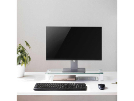 Logilink support de moniteur, acier/verre, blanc