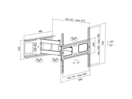 LogiLink Support mural pour TV Full Motion, pour 96,98 -