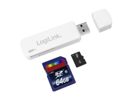 LogiLink Mini lecteur de cartes USB 3.0, blanc