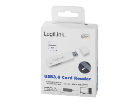 LogiLink Mini lecteur de cartes USB 3.0, blanc