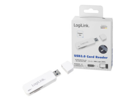 LogiLink Mini lecteur de cartes USB 3.0, blanc