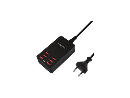 LogiLink Boîtier de chargement USB, 8 ports, 44 Watt, noir