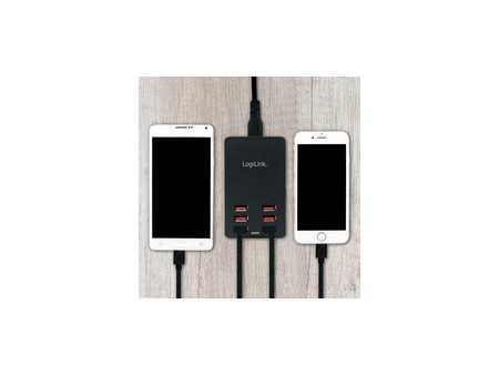 LogiLink Boîtier de chargement USB, 8 ports, 44 Watt, noir