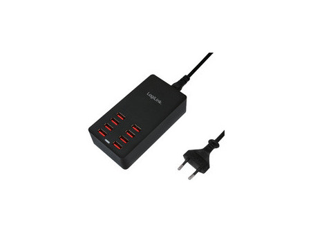 LogiLink Boîtier de chargement USB, 8 ports, 44 Watt, noir