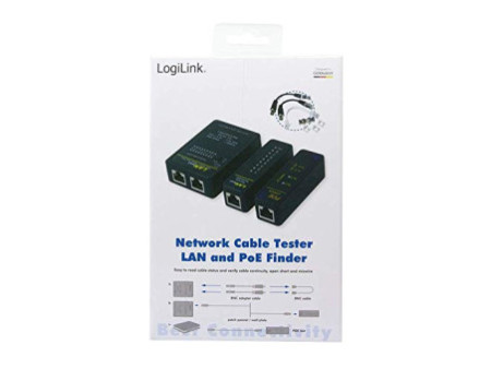 LogiLink testeur de câble réseau avec PoE Finder, noir