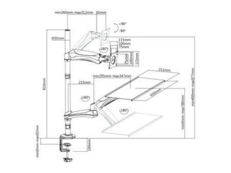 LogiLink Poste de travail assis-debout, pour 1 moniteur,noir