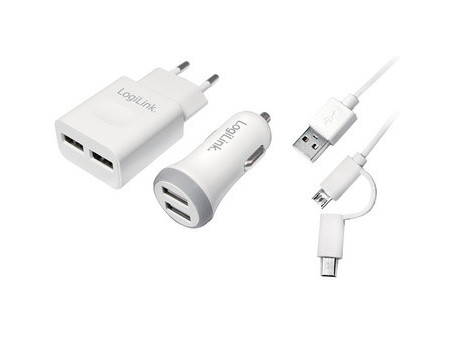 LogiLink Kit de chargeur USB, 2 pièces, chaucun 2x ports USB