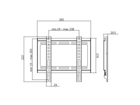 LogiLink Support mural pour TV, plat, pour 58,42 à 106
