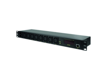 LogiLink Multiprise IP, 8 prises, 1 HE, noir