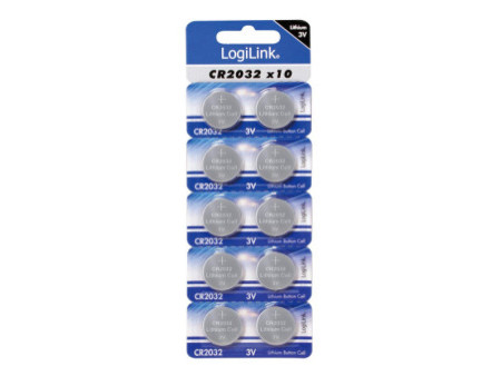 LogiLink Pile bouton 'Ultra Power', CR2032, blister de 10