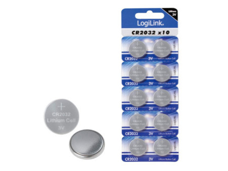 LogiLink Pile bouton 'Ultra Power', CR2032, blister de 10