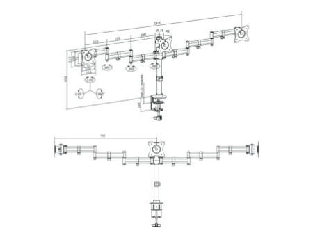 LogiLink Bras support pour écran TFT/LCD, 746 mm chacun