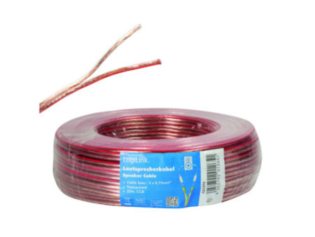 LogiLink Câble pour haut-parleurs, 2 x 0,75 mm2, 25 m