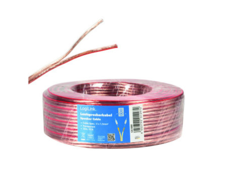 LogiLink Câble pour haut-parleurs, 2 x 1,5 mm2, 25 m