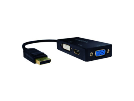 LogiLink DisplayPort 4K vers adaptateur DVI/HDMI/VGA, noir