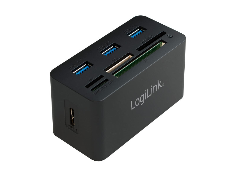 LogiLink Hub USB 3.0 avec lecteur de carte All-in-One, noir