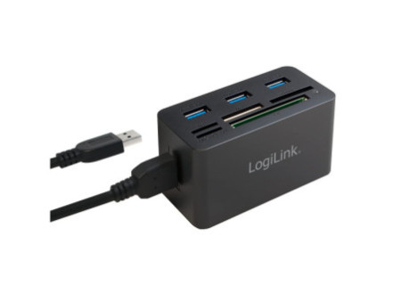 LogiLink Hub USB 3.0 avec lecteur de carte All-in-One, noir