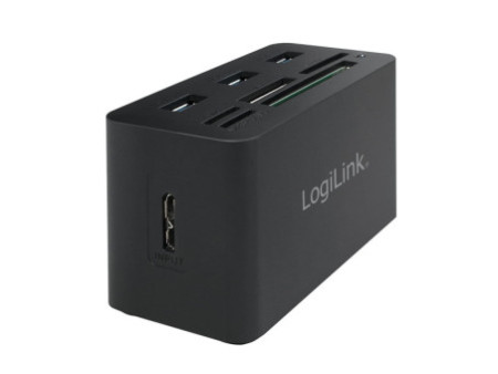 LogiLink Hub USB 3.0 avec lecteur de carte All-in-One, noir