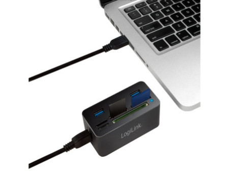 LogiLink Hub USB 3.0 avec lecteur de carte All-in-One, noir