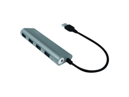LogiLink Hub USB 3.0, 4 ports, boîtier en aluminium, gris