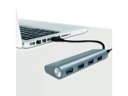LogiLink Hub USB 3.0, 4 ports, boîtier en aluminium, gris