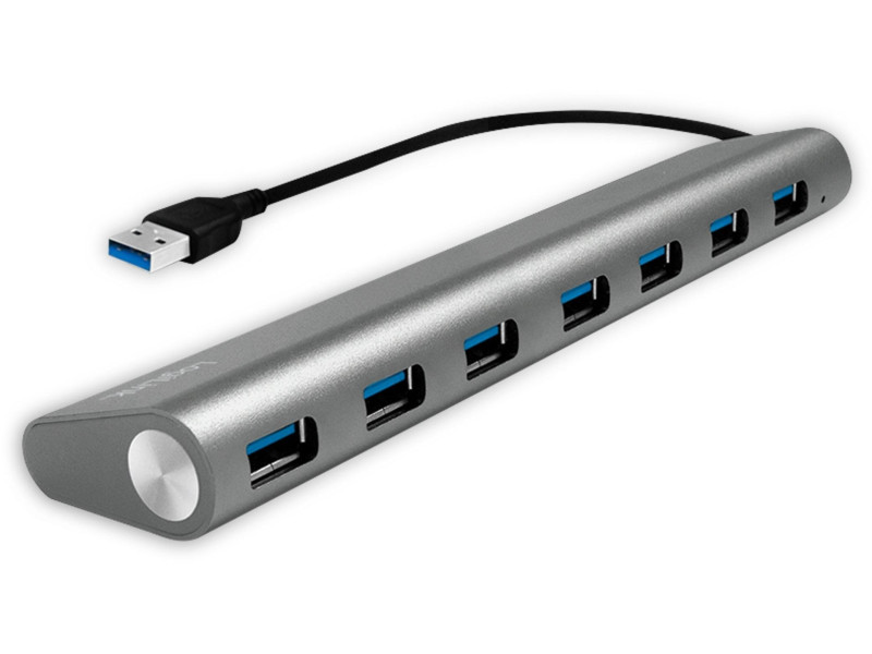 LogiLink Hub USB 3.0, 7 ports, boîtier en aluminium, gris