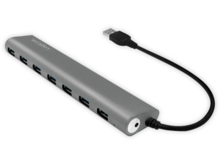LogiLink Hub USB 3.0, 7 ports, boîtier en aluminium, gris
