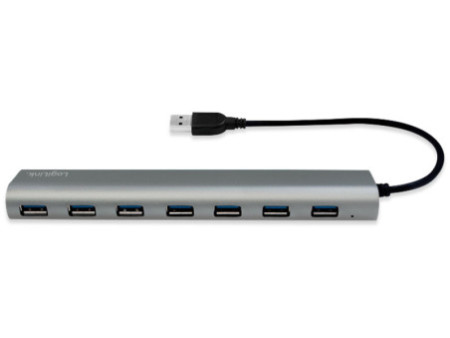 LogiLink Hub USB 3.0, 7 ports, boîtier en aluminium, gris