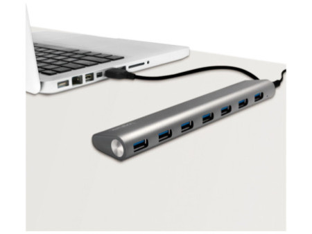 LogiLink Hub USB 3.0, 7 ports, boîtier en aluminium, gris