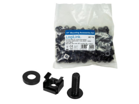 LogiLink Jeu de vis M6 pour composants 19', 50 pièces