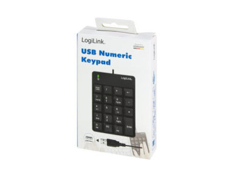 LogiLink Pavé numérique USB, avec câble, 19 touches, noir