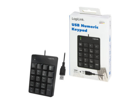 LogiLink Pavé numérique USB, avec câble, 19 touches, noir