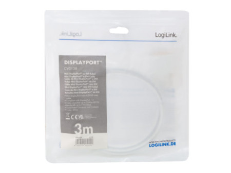LogiLink Câble adaptateur Mini DisplayPort - DVI, blanc