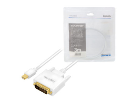 LogiLink Câble adaptateur Mini DisplayPort - DVI, blanc