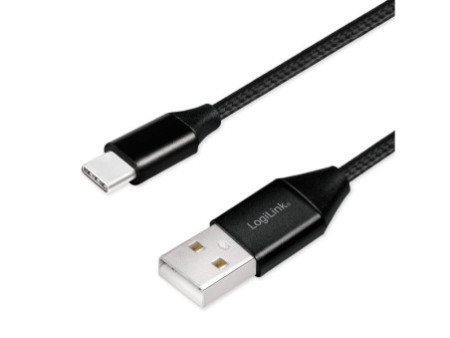 LogiLink Câble USB 2.0, USB-A - USB-C mâle, 1,0 m, noir